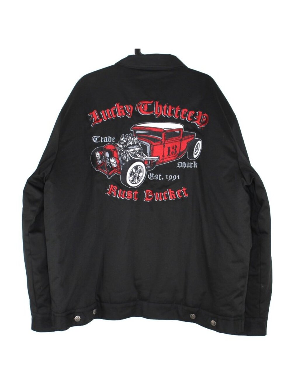 Vintage Lucky 13 Thirteen Mens 3XL Embroidered Quilted Line Work Jacket B1172